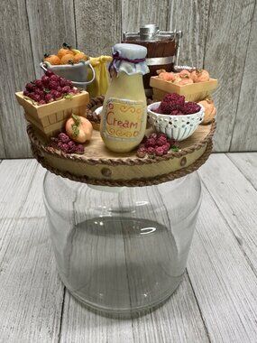 Vtg Old Virginia Candle Co Candle Capper Country with Bottle Glass Jar 6.5" Tall